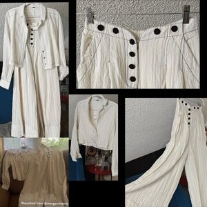 Free People Set Shacket & High Waist Wide Leg Trousers